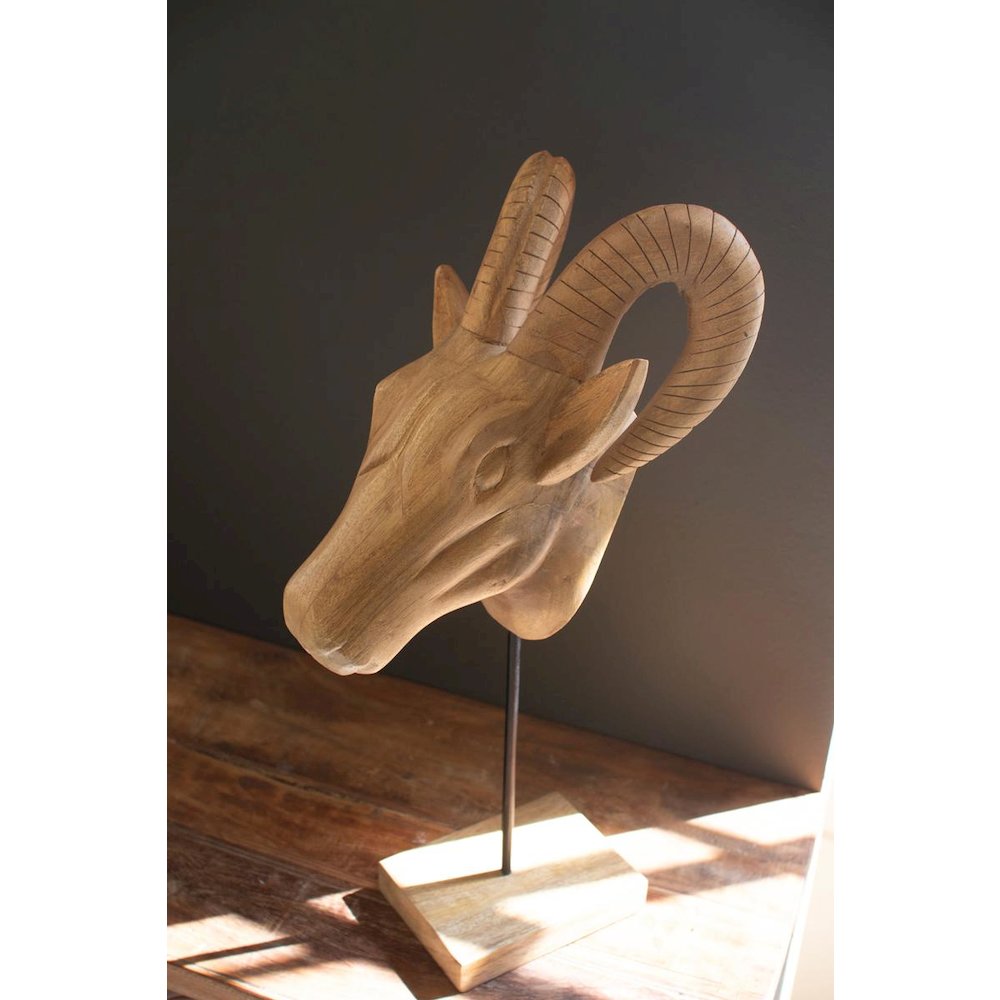 Set Of Three Carved Mango Wood African Animal Heads