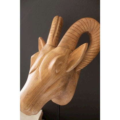 Set Of Three Carved Mango Wood African Animal Heads