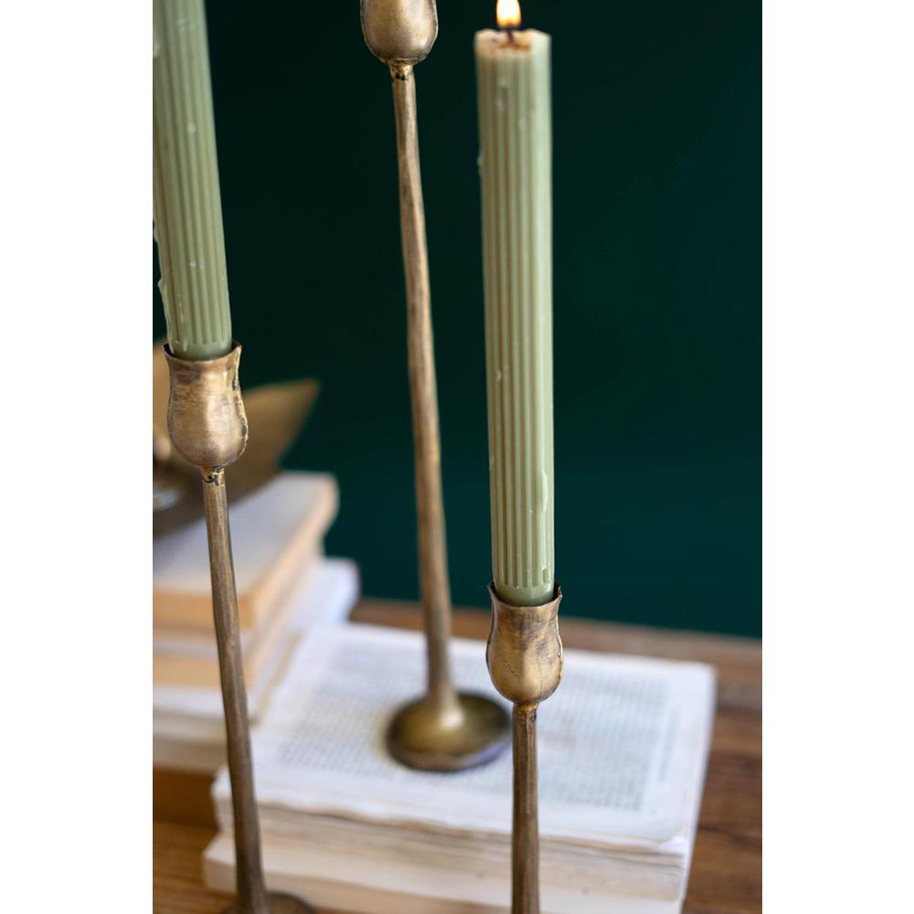 Set Of Three Metal Taper Candle Holders - Antique Brass #1