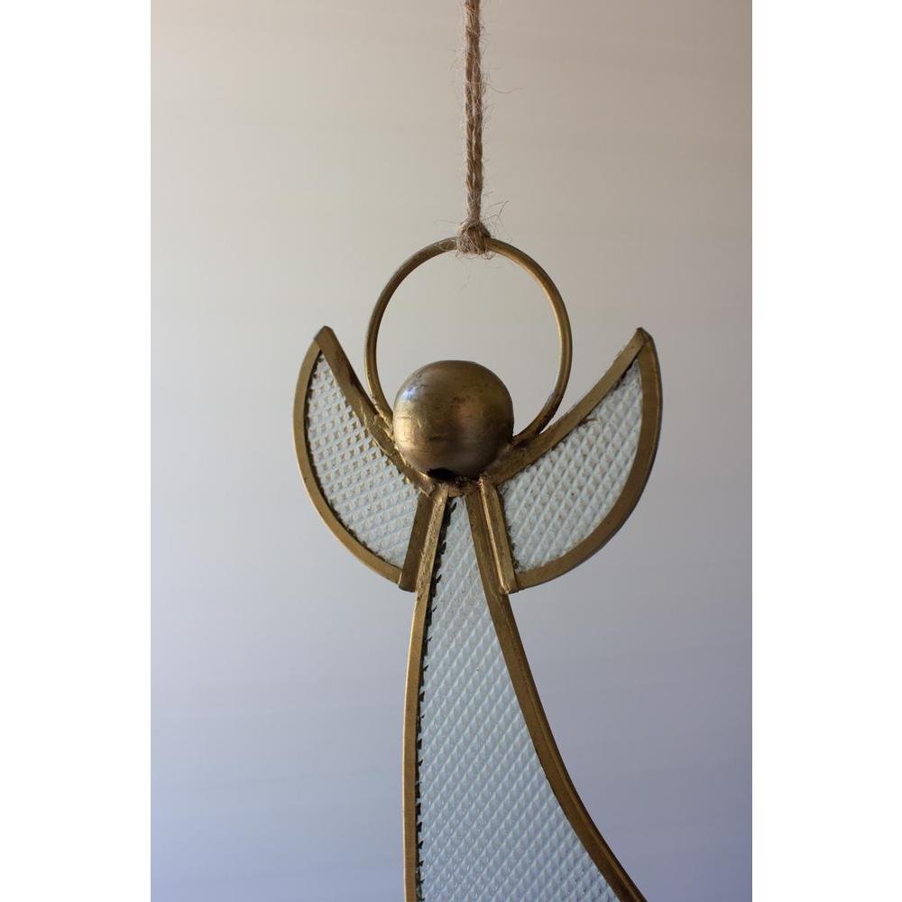 Antique Brass And Glass Angel Christmas Ornament