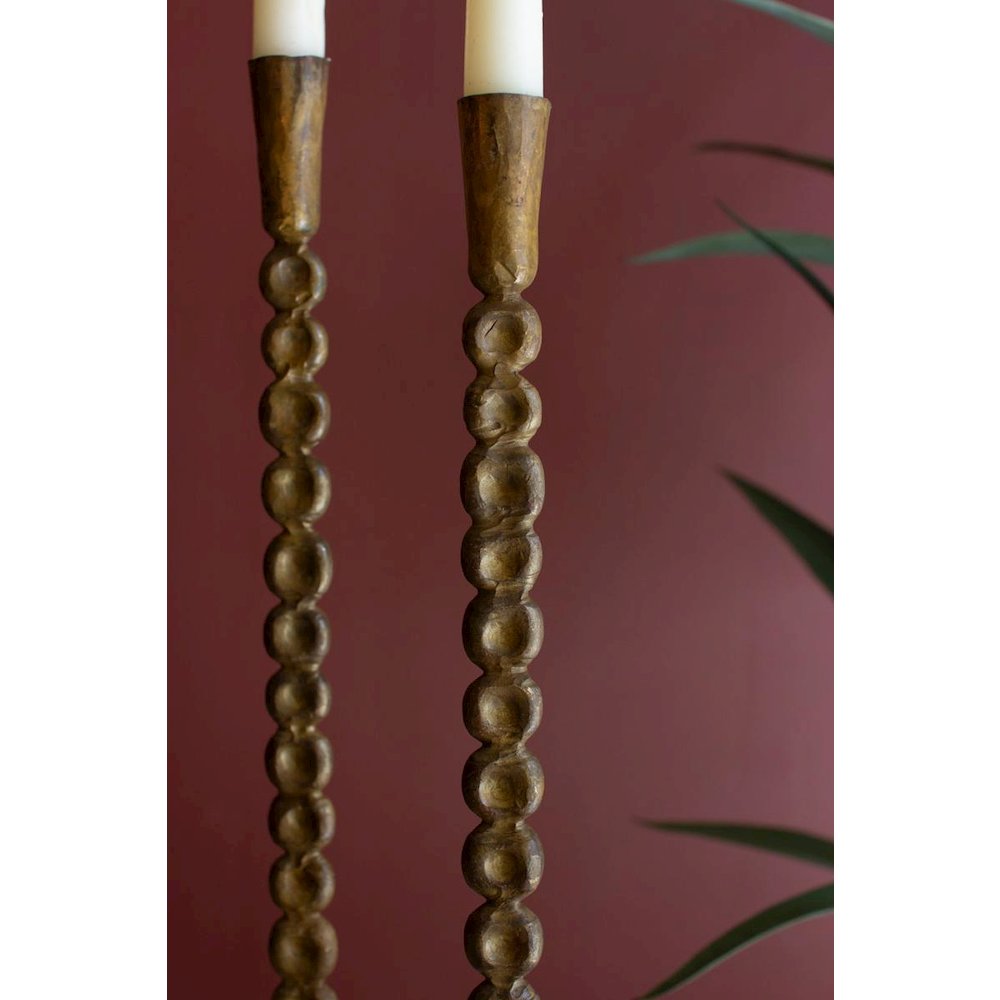 Set Of Three Antique Brass Taper Candle Holder