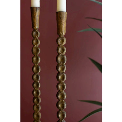 Set Of Three Antique Brass Taper Candle Holder