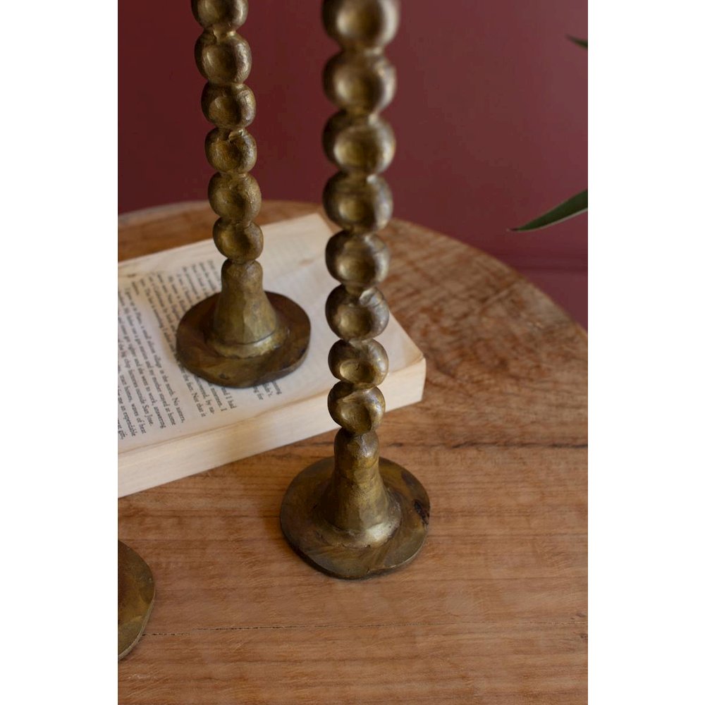 Set Of Three Antique Brass Taper Candle Holder