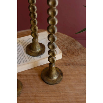 Set Of Three Antique Brass Taper Candle Holder