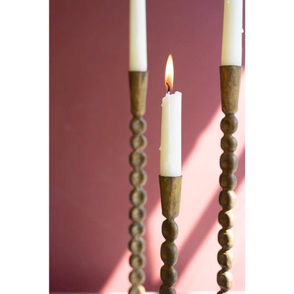Set Of Three Antique Brass Taper Candle Holder