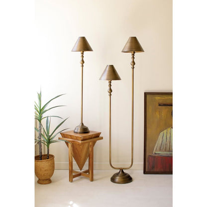 Antique Gold Double Floor Lamp With Metal Shades