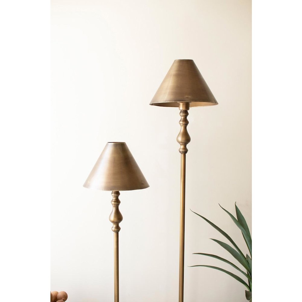 Antique Gold Double Floor Lamp With Metal Shades