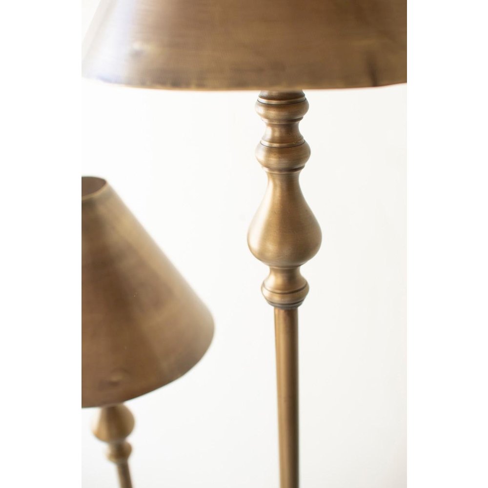 Antique Gold Double Floor Lamp With Metal Shades