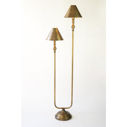 Antique Gold Double Floor Lamp With Metal Shades