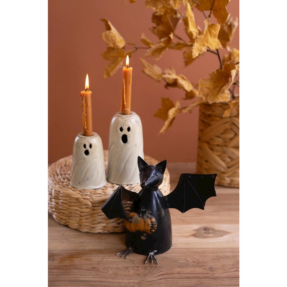 Set Of Two Halloween Ghost Taper Candle Holders