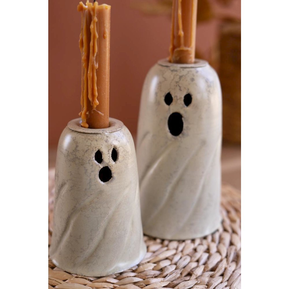 Set Of Two Halloween Ghost Taper Candle Holders