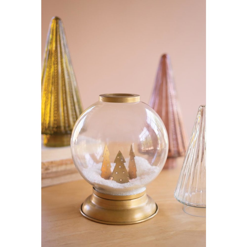 Glass And Metal Globe Candle Holder
