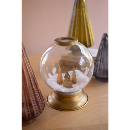 Glass And Metal Globe Candle Holder