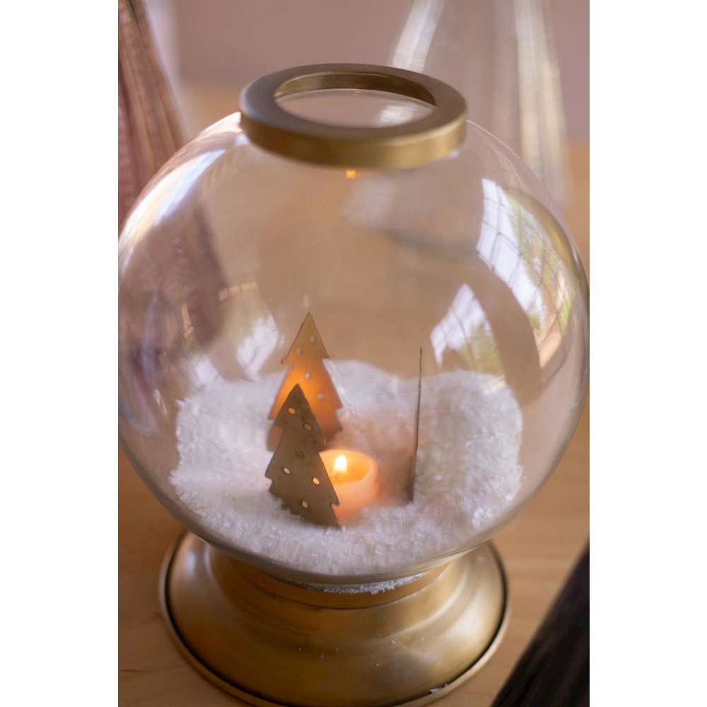 Glass And Metal Globe Candle Holder