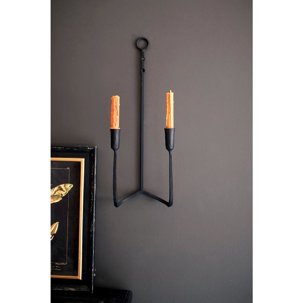 Forged-Iron Double Taper Wall Sconce