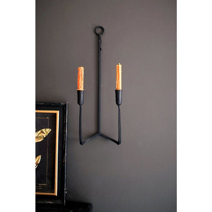 Forged-Iron Double Taper Wall Sconce
