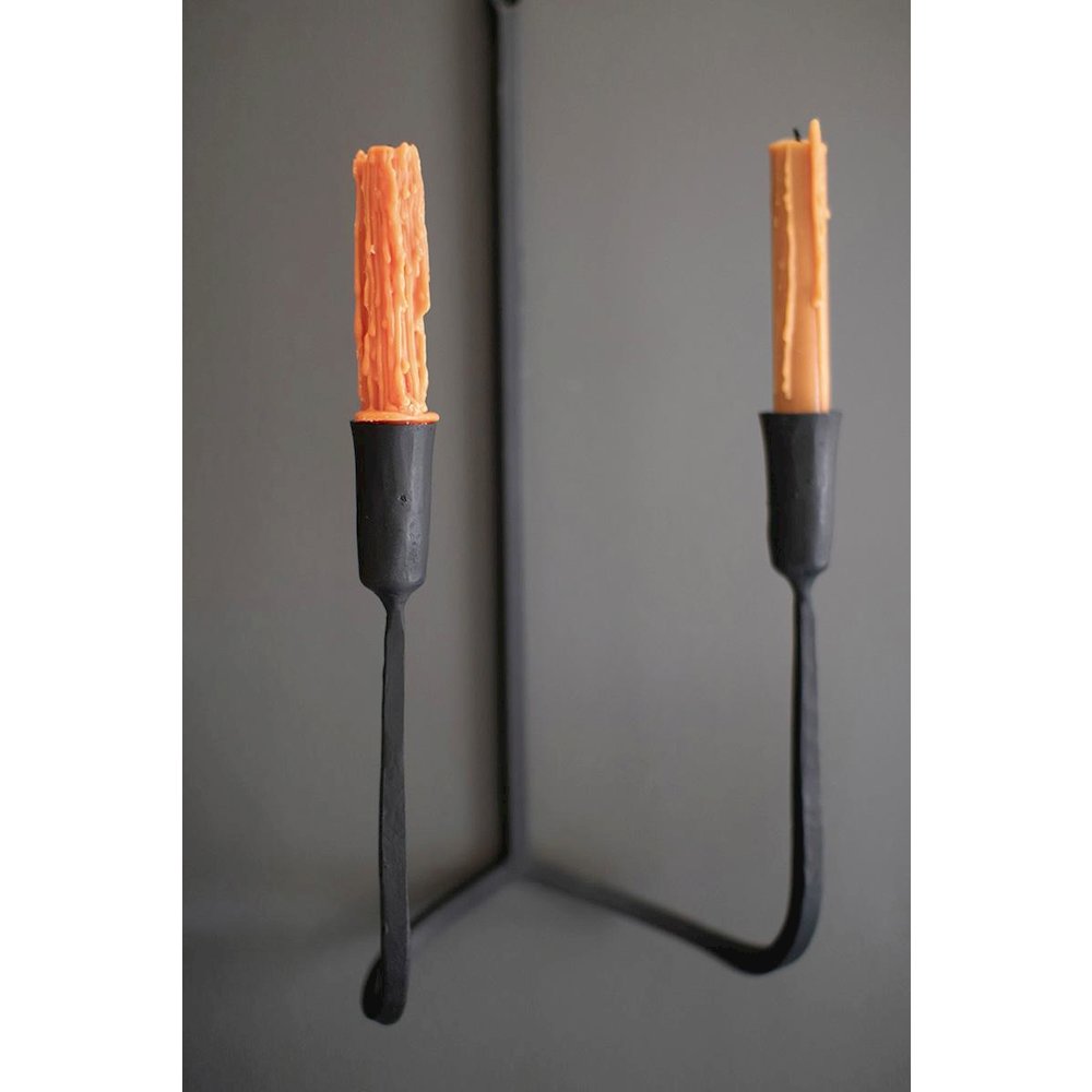 Forged-Iron Double Taper Wall Sconce