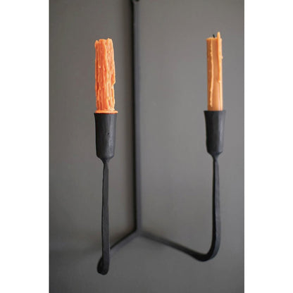 Forged-Iron Double Taper Wall Sconce