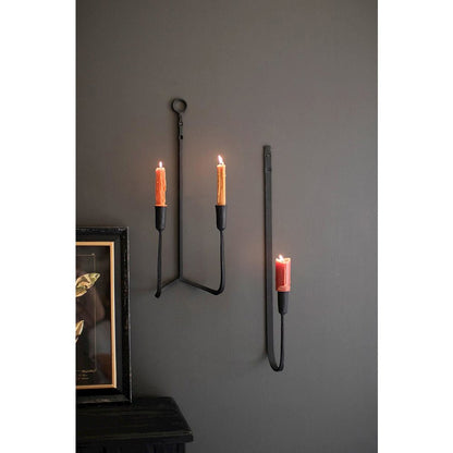 Forged-Iron Double Taper Wall Sconce