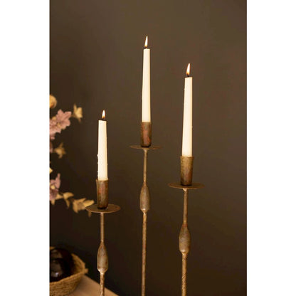 Set Of Three Forged Iron Taper Candle Holders