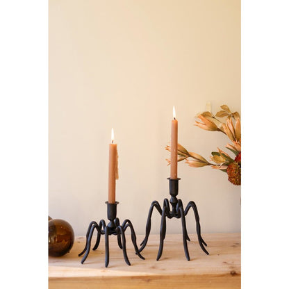 Set Of Two Spider Taper Candle Holders
