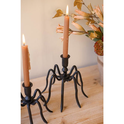Set Of Two Spider Taper Candle Holders