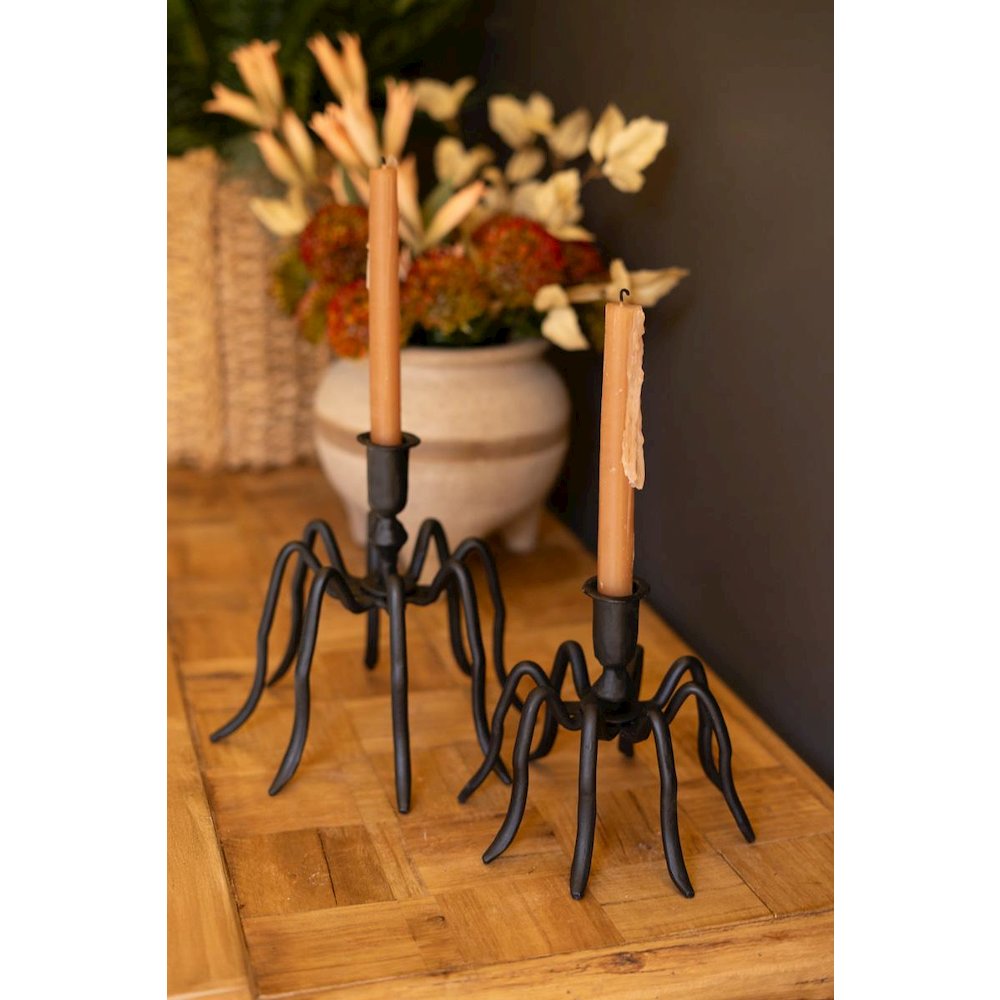 Set Of Two Spider Taper Candle Holders