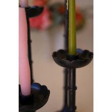 Set of Four Cast Alumunum Taper Candle Holders - Flowers