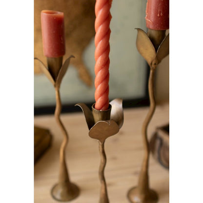 Set of Three Taper Candle Holders - Tulips