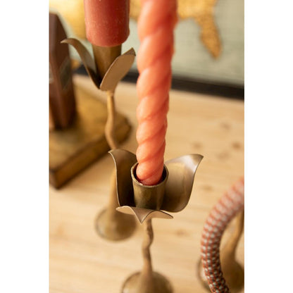 Set of Three Taper Candle Holders - Tulips