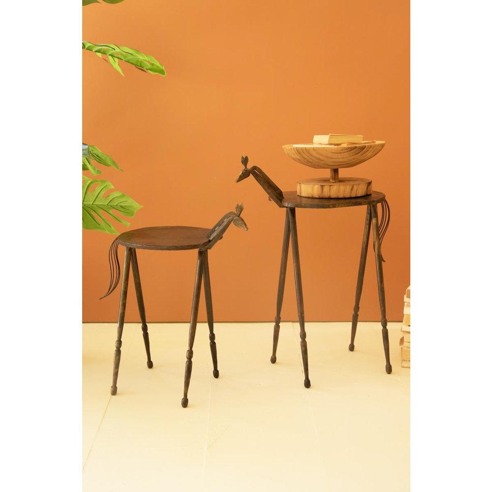 Set of Two Iron Horse Accent Tables