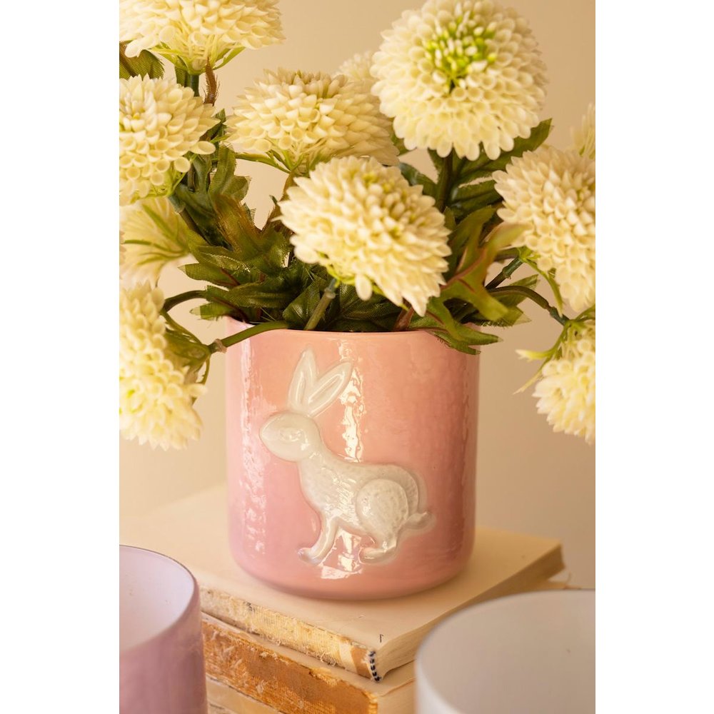 Set Of Three Colored Glass Bunny Vases