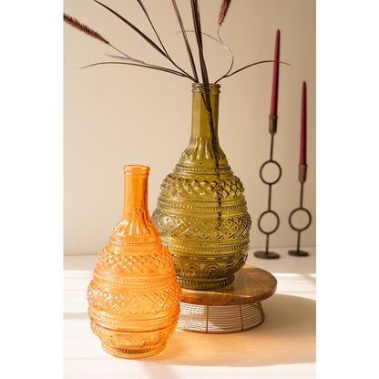 Set of Two Pressed Glass Vases - One Each Color