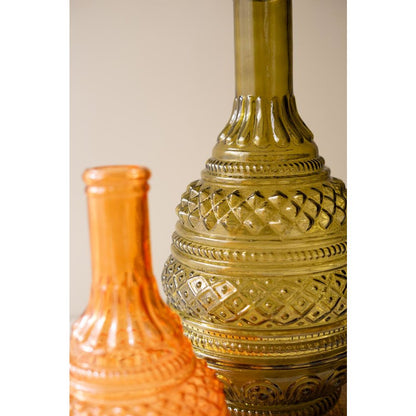 Set of Two Pressed Glass Vases - One Each Color