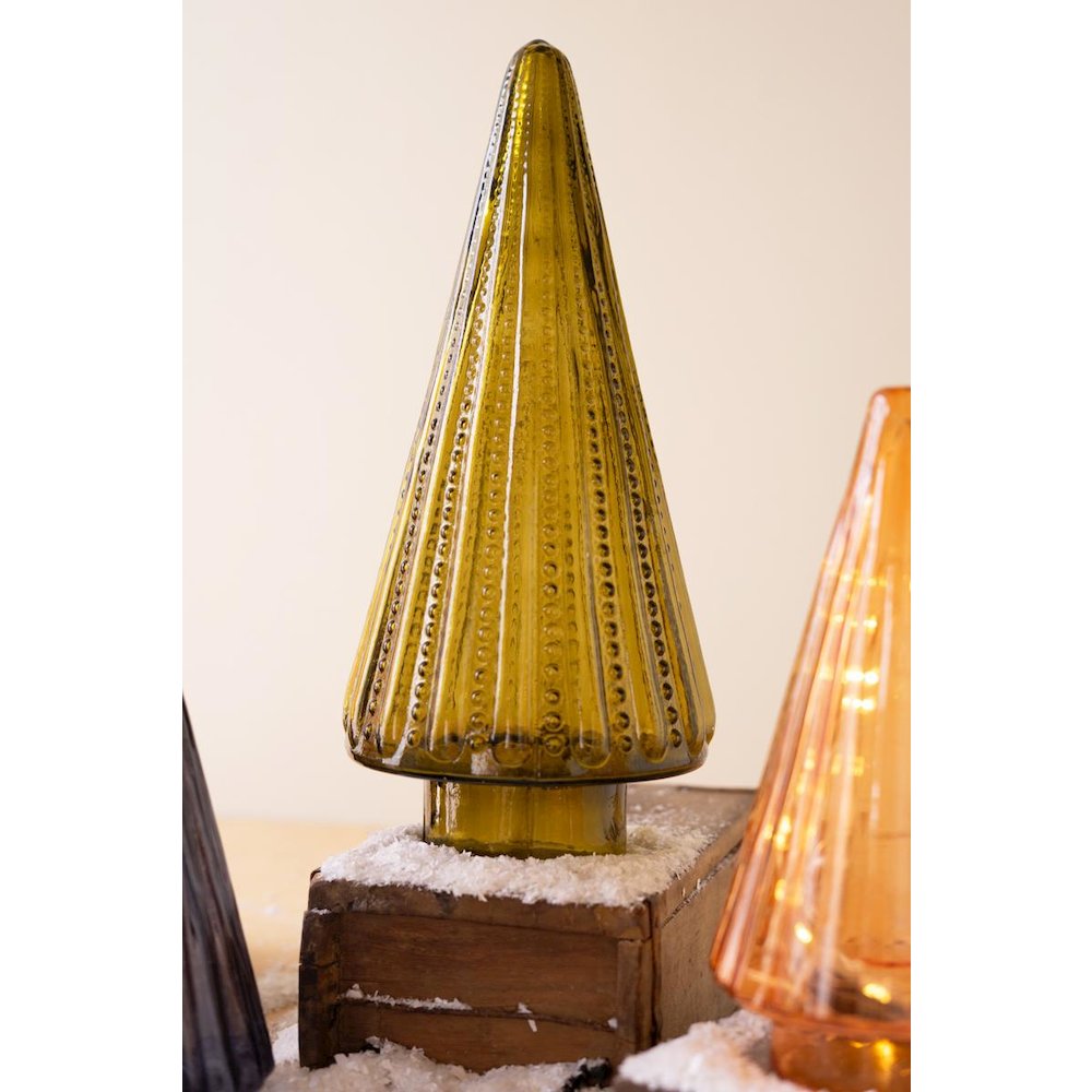 Set of Four Glass Christmas Trees - Multi Color