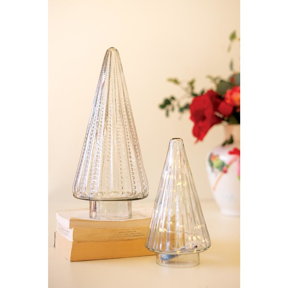 Set of Two Glass Christmas Trees - Clear