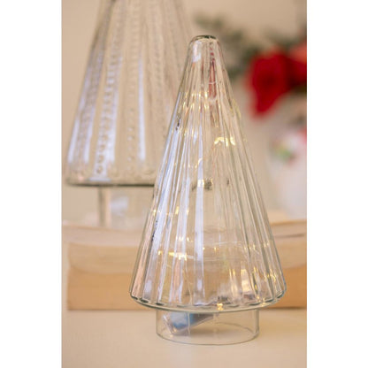 Set of Two Glass Christmas Trees - Clear