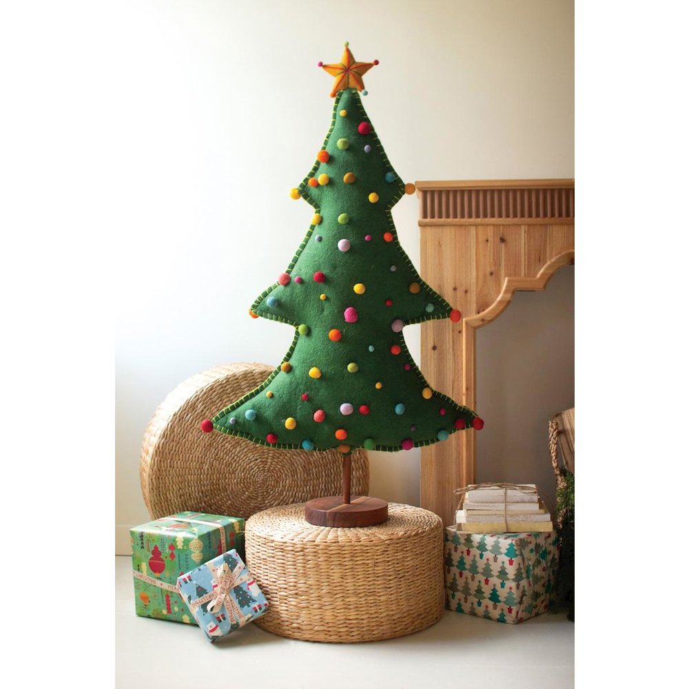 Large Felt Christmas Tree On Wood Base