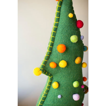 Large Felt Christmas Tree On Wood Base