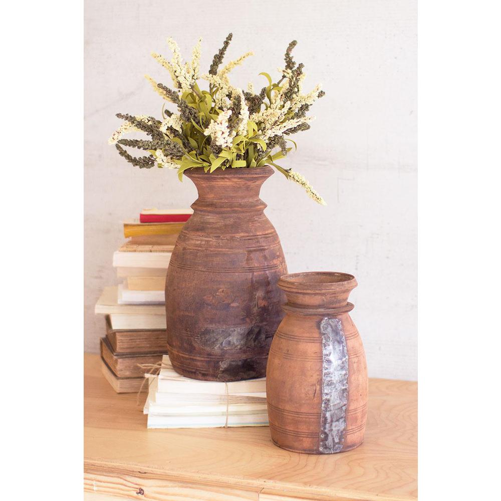 Set Of Two Mango Wood Urns
