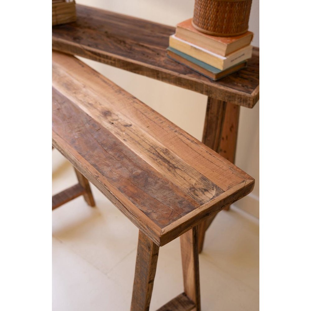 Set Of Two Recycled Wooden Consoles