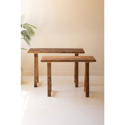 Set Of Two Recycled Wooden Consoles