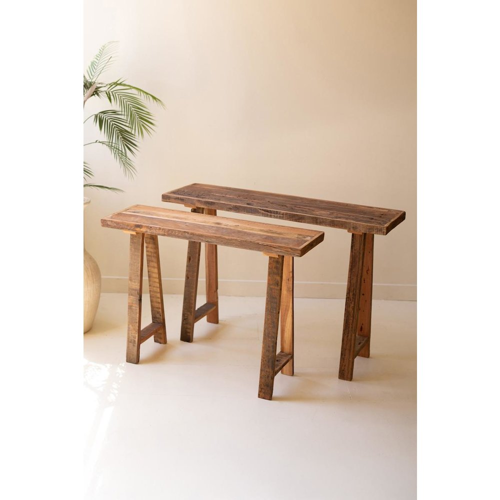 Set Of Two Recycled Wooden Consoles