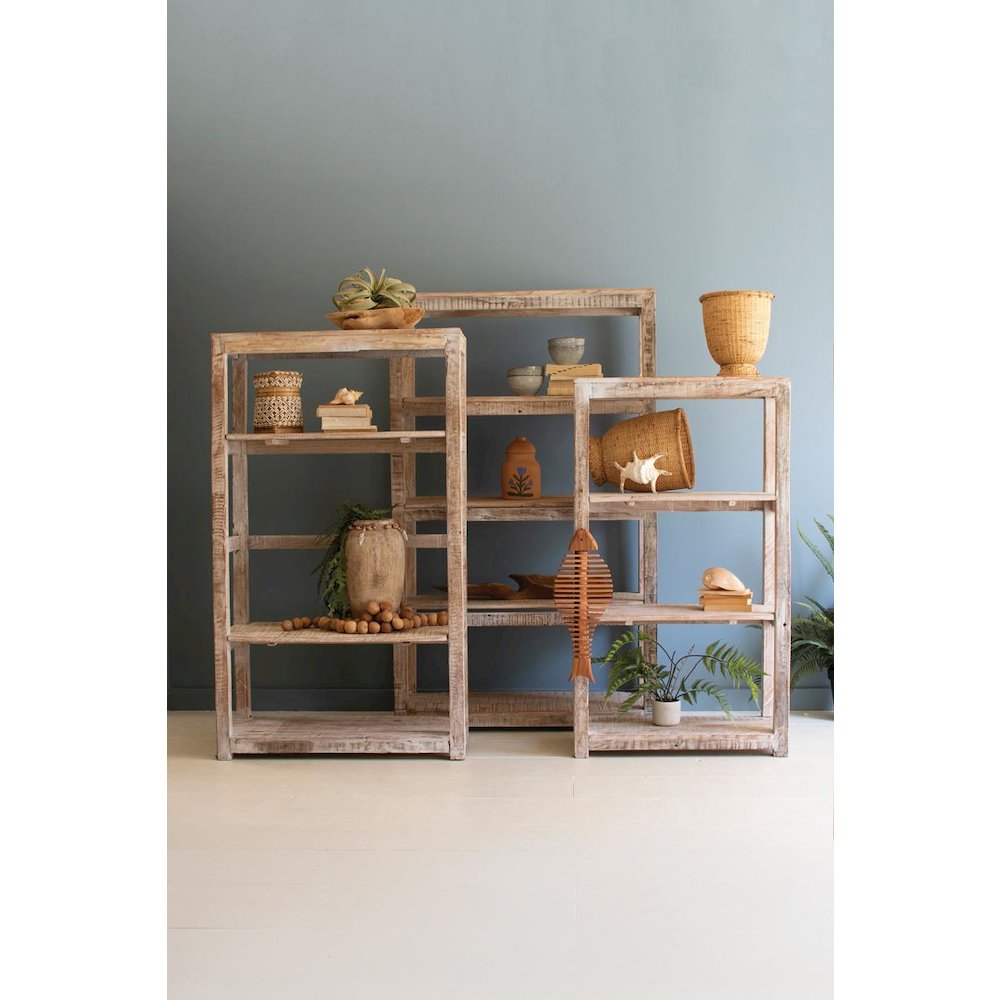 Set Of Three Recycled Wood Shelving Units  - White Wash