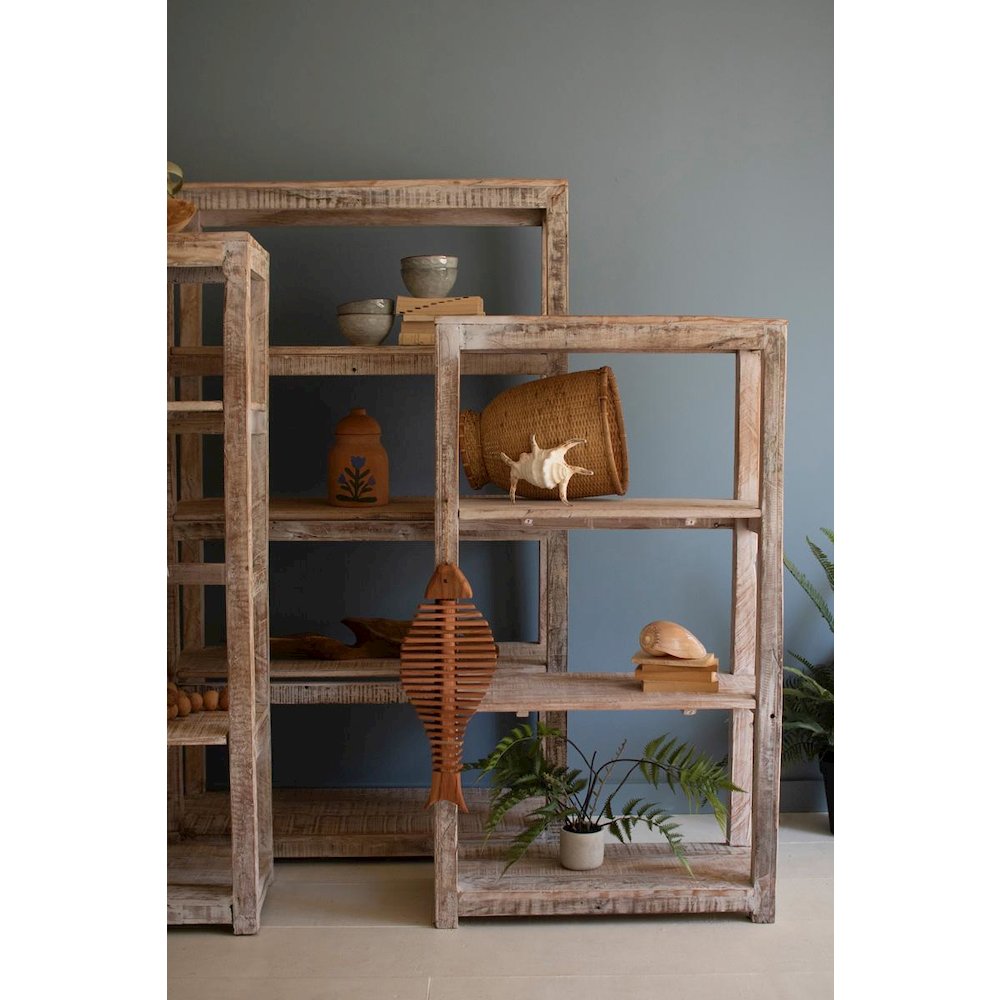 Set Of Three Recycled Wood Shelving Units  - White Wash