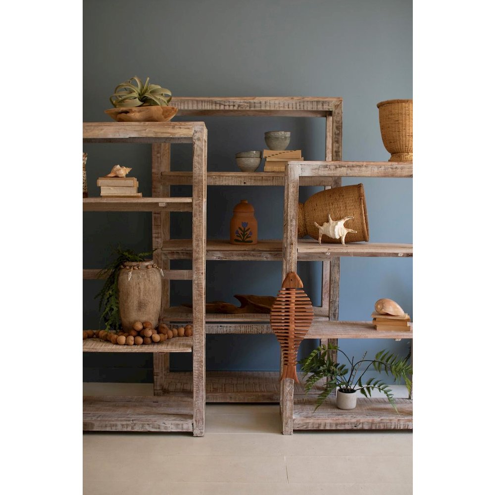 Set Of Three Recycled Wood Shelving Units  - White Wash