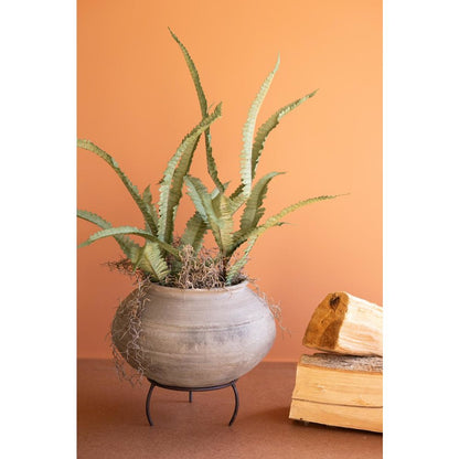 Black Clay Urn on an Iron Stand