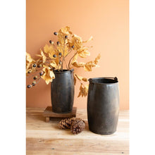Set of Two Hammered Iron Buckets with Handles