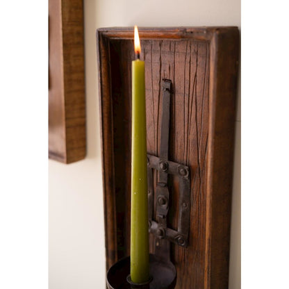 Wooden Wall Sconce With Repurposed Iron Spoon Candle Holder