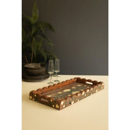 Recycled Wooden Tray with Painting Detail